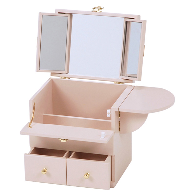 萩原 コスメボックス　三面鏡付き ピンク MUD-6930PI 1台（ご注文単位1台）【直送品】