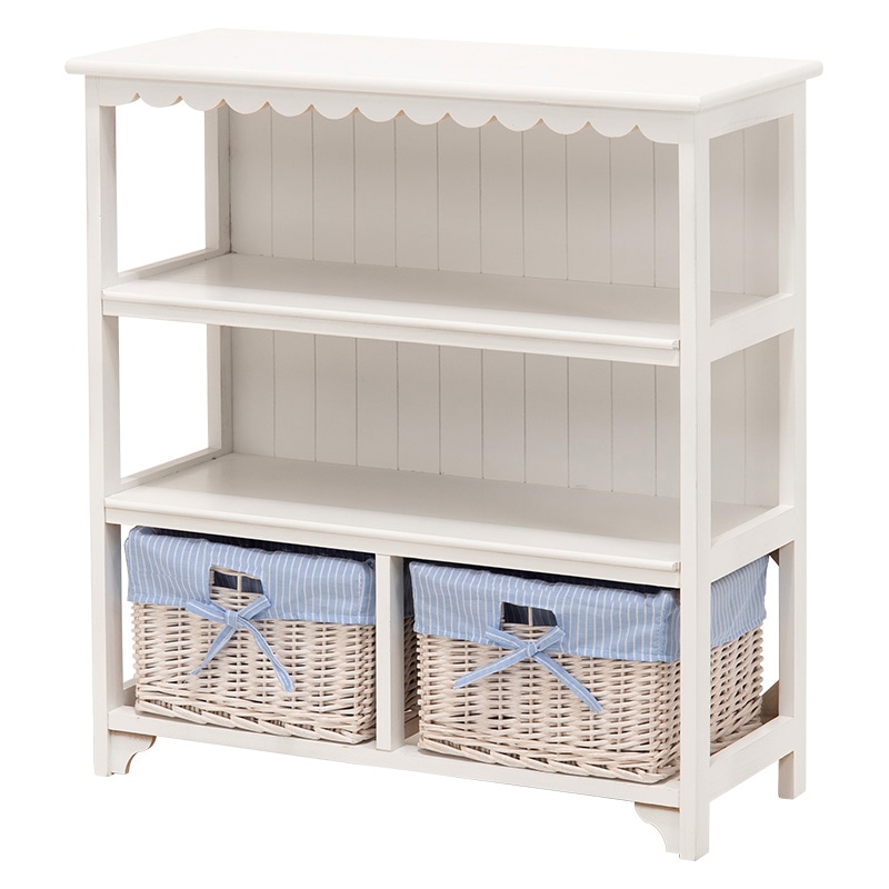 萩原 キャビネット 幅70cm バスケット2個 ホワイト MCC-5780WH 1台(ご注文単位1台)【直送品】