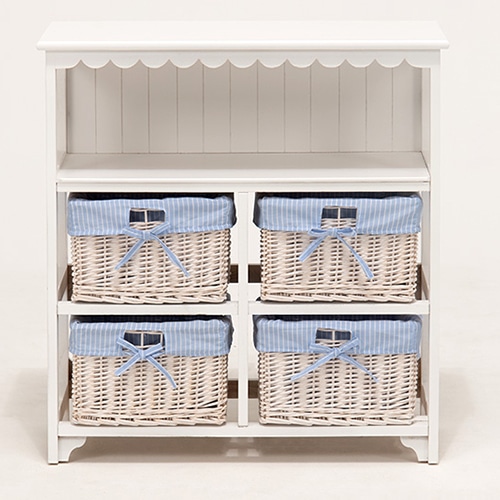 萩原 キャビネット 幅70cm バスケット4個 ホワイト MCC-5781WH 1台(ご注文単位1台)【直送品】