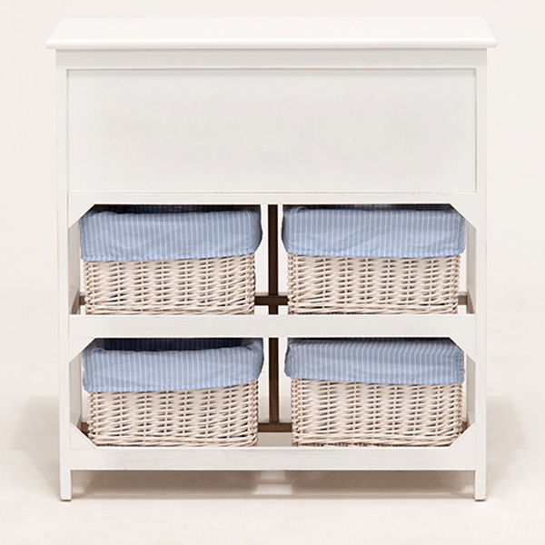 萩原 キャビネット 幅70cm バスケット4個 ホワイト MCC-5781WH 1台(ご注文単位1台)【直送品】