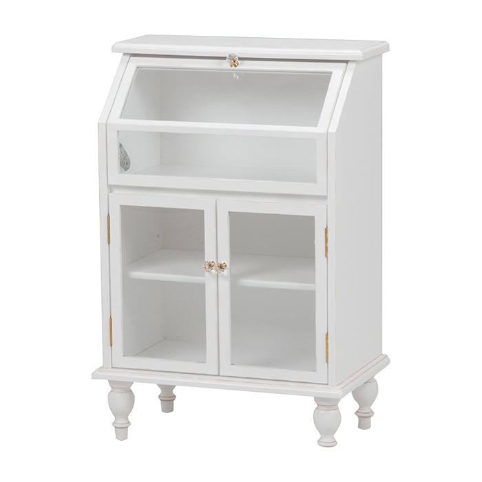 萩原 ガラスキャビネット ガラス扉タイプ アンティークホワイト RCC-1788AW 1台(ご注文単位1台)【直送品】