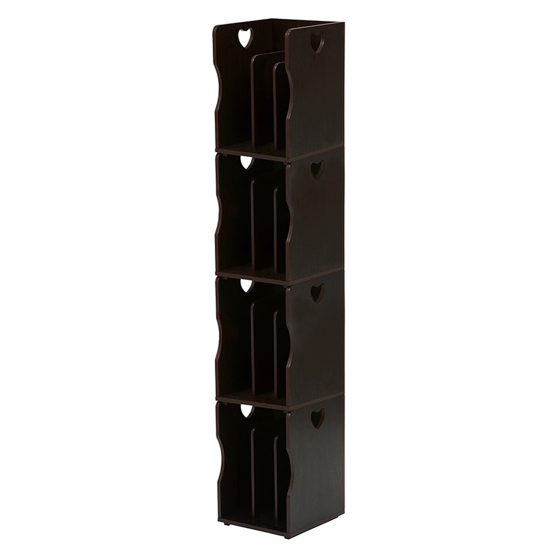 萩原 スタッキング　マガジンラック 4個組　ダークブラウン MM-7205DBR-S 1セット（ご注文単位1セット）【直送品】