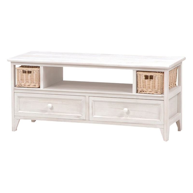 萩原 テレビ台 幅90cm アンティークホワイト 引出しタイプ MTV-5218AW 1台(ご注文単位1台)【直送品】