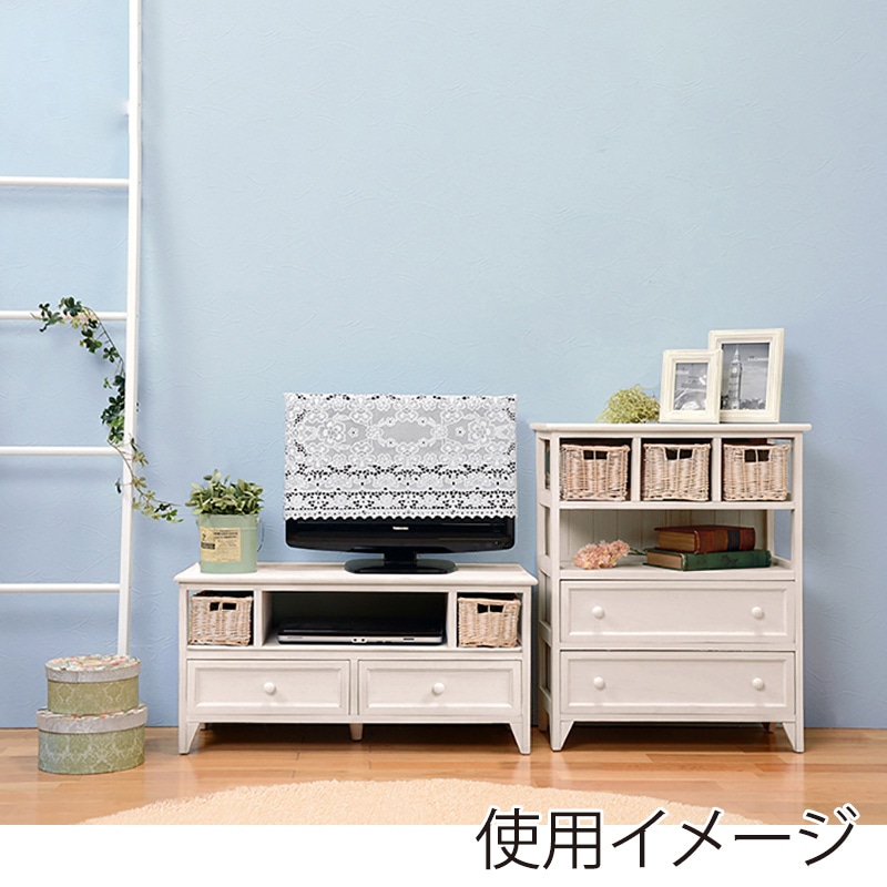 萩原 テレビ台 幅90cm アンティークホワイト 引出しタイプ MTV-5218AW 1台(ご注文単位1台)【直送品】