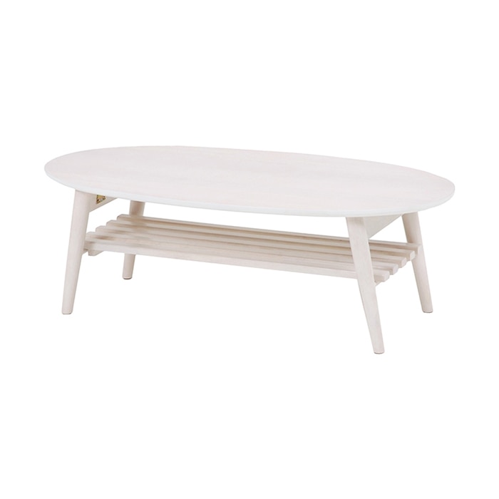 萩原 折りたたみテーブル 幅100cm オーバル ホワイトウォッシュ MT-6922WS 1台(ご注文単位1台)【直送品】