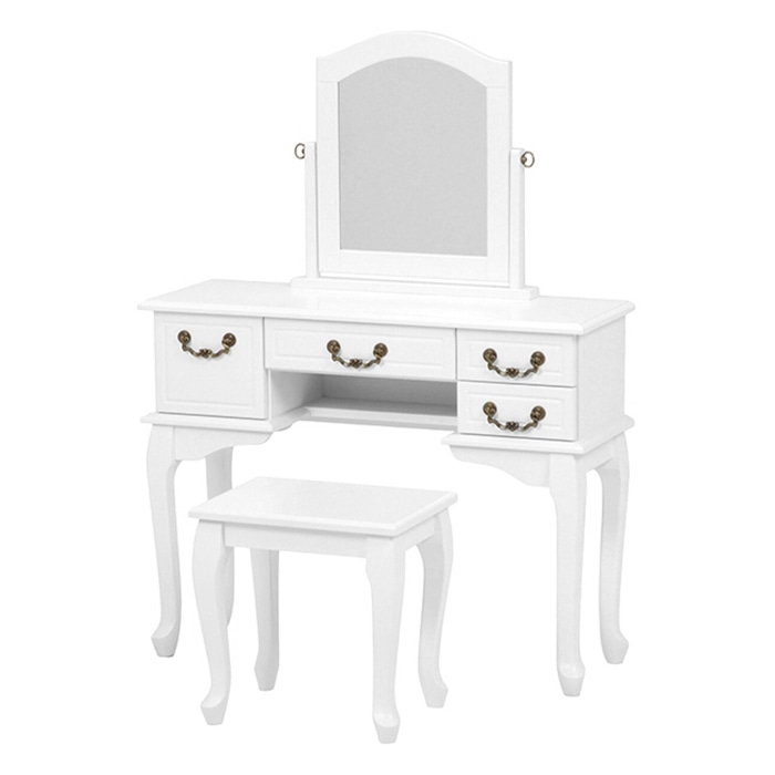 萩原 ドレッサー スツール付 ホワイト MD-6345WH-S 1台(ご注文単位1台)【直送品】