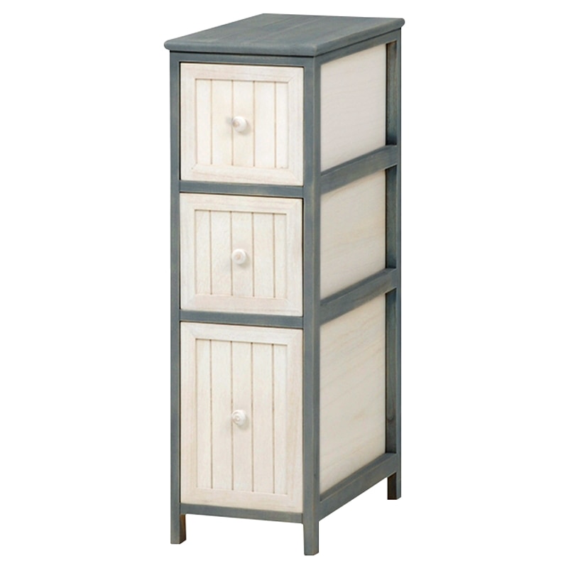 萩原 スリムチェスト 幅25cm 3段 ブルーグレー MCH-5671 1台(ご注文単位1台)【直送品】