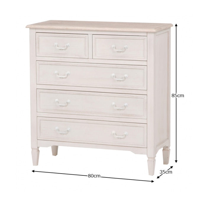 萩原 チェスト 幅80cm ホワイト MCH-7321WH 1台(ご注文単位1台)【直送品】