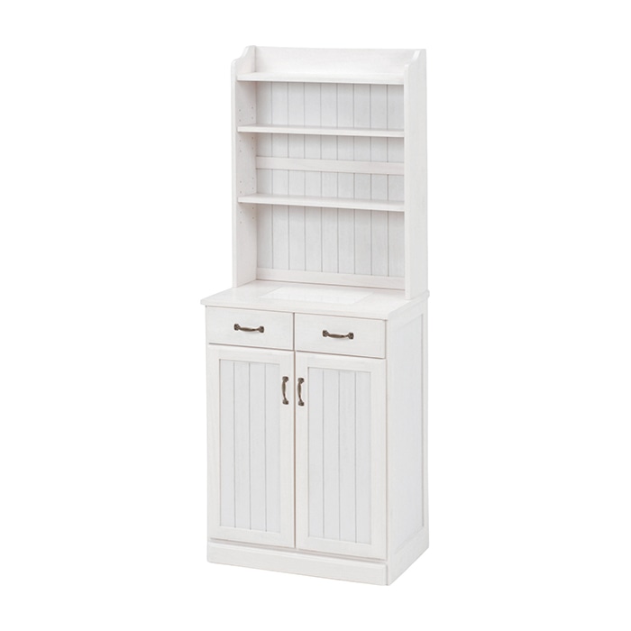 萩原 食器棚 幅59cm ホワイトウォッシュ MUD-6532WS 1台(ご注文単位1台)【直送品】