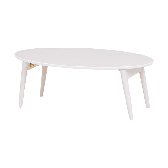萩原 折りたたみテーブル 幅90cm オーバル ホワイトウォッシュ MT-6925WS 1台(ご注文単位1台)【直送品】