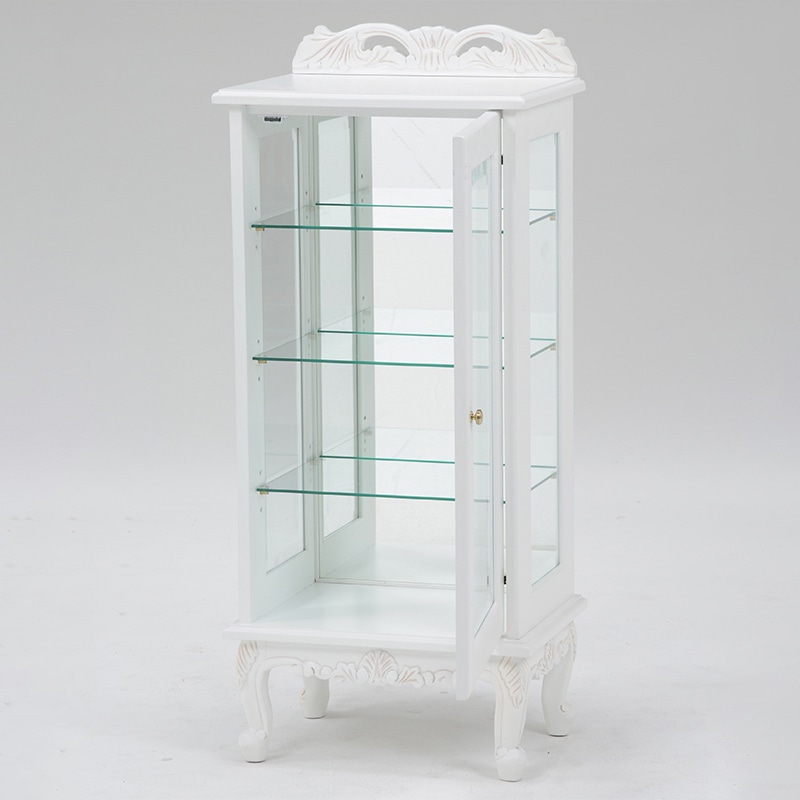 萩原 ガラスキャビネット 幅50cm アンティークホワイト RCC-1234AW 1台(ご注文単位1台)【直送品】