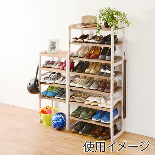 萩原 シューズラック 幅45cm ナチュラル×アイボリー MSS-6310NIV 1台(ご注文単位1台)【直送品】