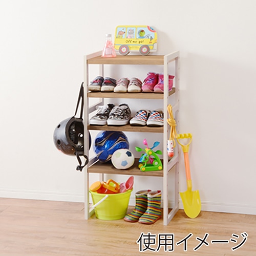 萩原 シューズラック 幅45cm ナチュラル×アイボリー MSS-6310NIV 1台(ご注文単位1台)【直送品】
