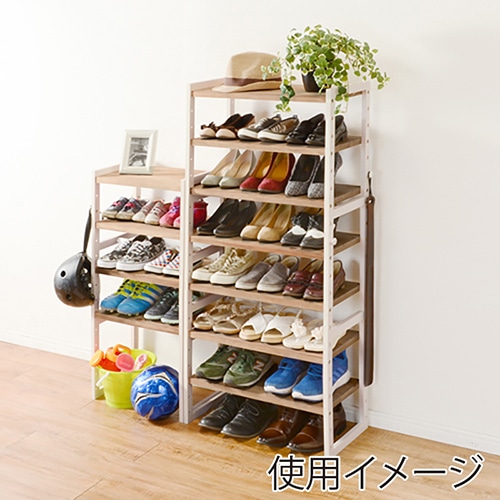萩原 シューズラック 幅60cm ナチュラル×アイボリー MSS-6313NIV 1台(ご注文単位1台)【直送品】