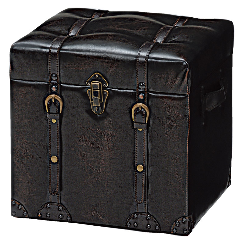 萩原 トランク風収納スツール 幅40cm ダークブラウン MC-6000DBR 1台(ご注文単位1台)【直送品】