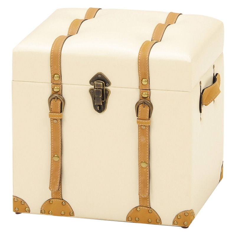 萩原 トランク風収納スツール 幅40cm アイボリー MC-6000IV 1台(ご注文単位1台)【直送品】