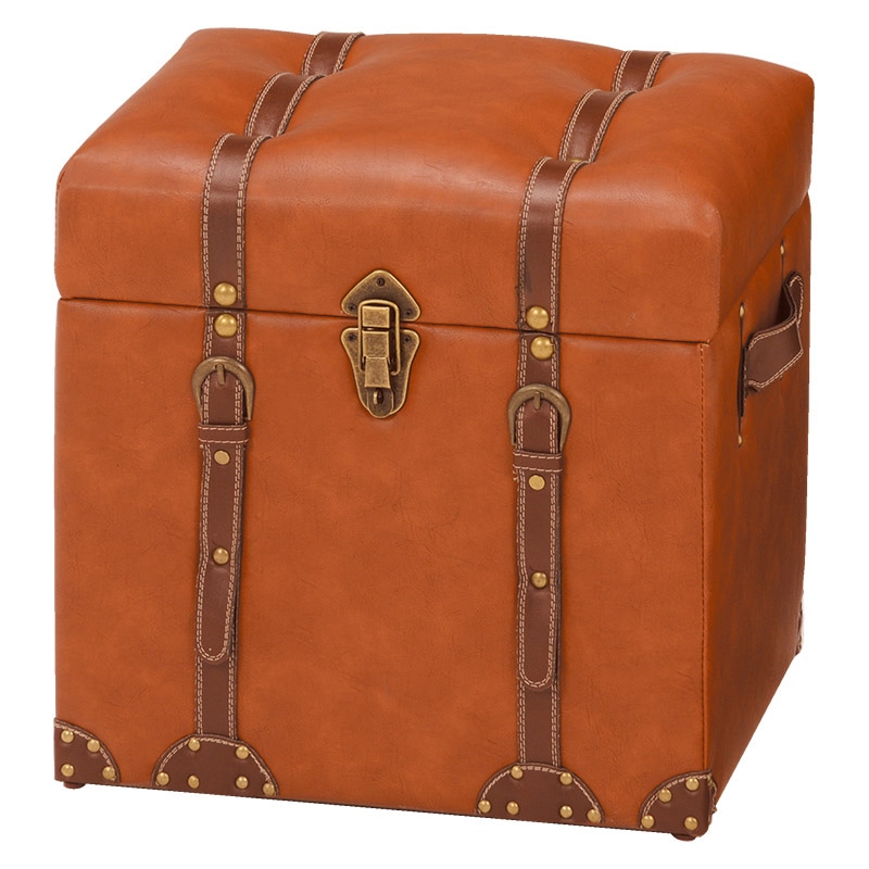 萩原 トランク風収納スツール 幅40cm ライトブラウン MC-6000LBR 1台(ご注文単位1台)【直送品】