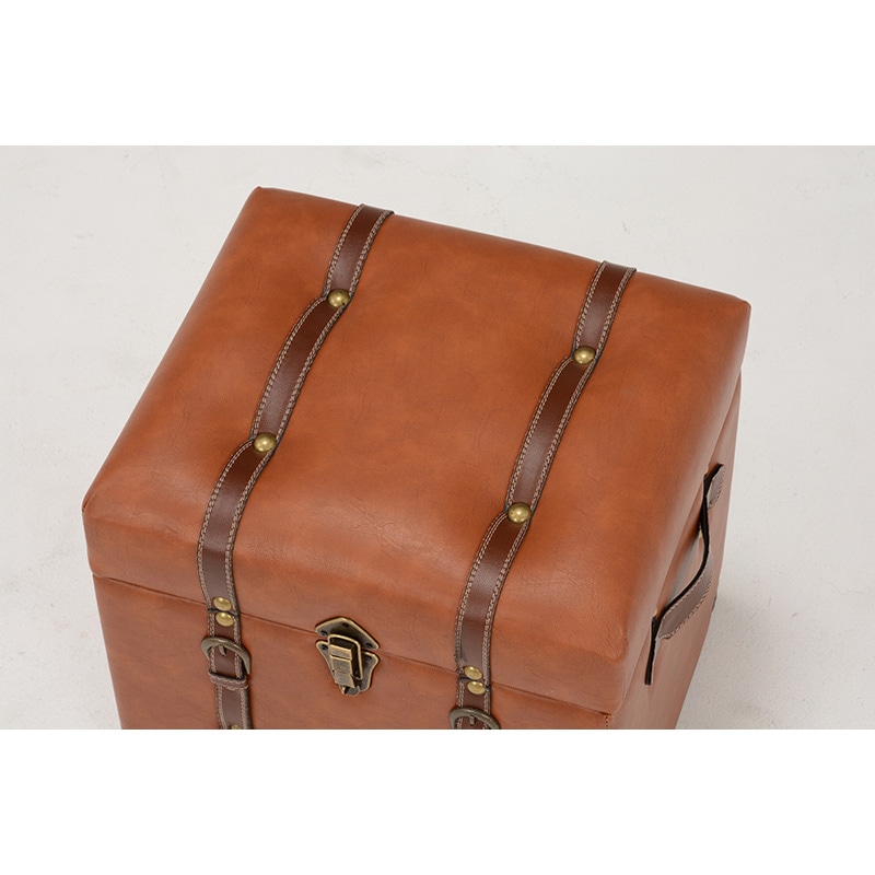 萩原 トランク風収納スツール 幅40cm ライトブラウン MC-6000LBR 1台(ご注文単位1台)【直送品】