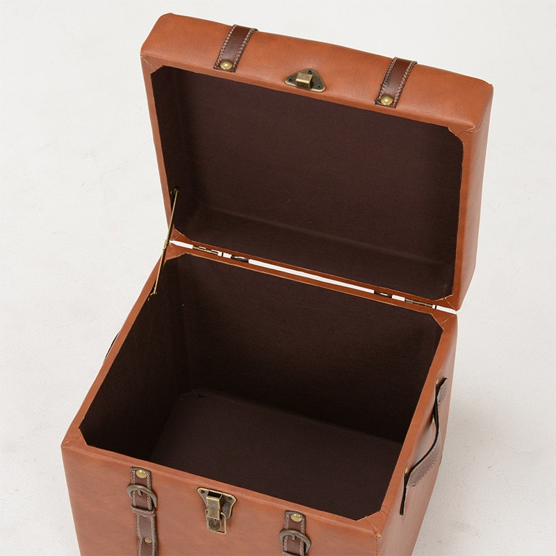 萩原 トランク風収納スツール 幅40cm ライトブラウン MC-6000LBR 1台(ご注文単位1台)【直送品】