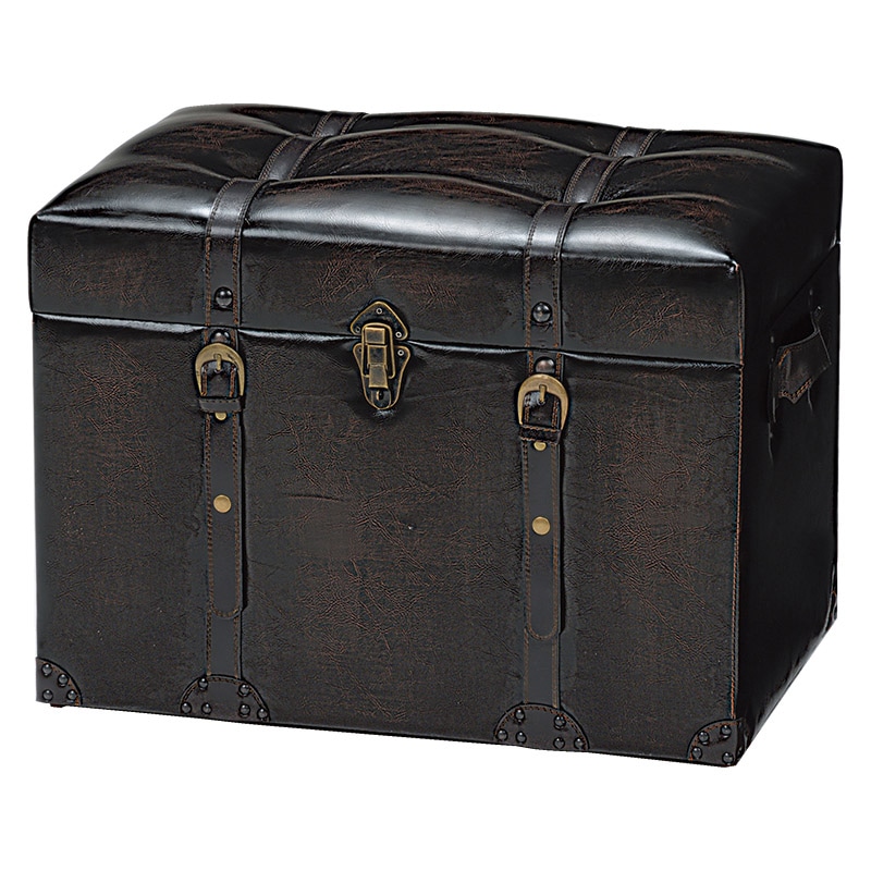 萩原 トランク風収納スツール 幅60cm ダークブラウン MC-6001DBR 1台(ご注文単位1台)【直送品】