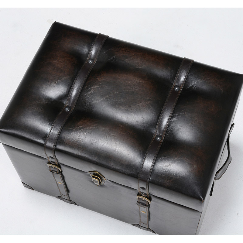 萩原 トランク風収納スツール 幅60cm ダークブラウン MC-6001DBR 1台(ご注文単位1台)【直送品】