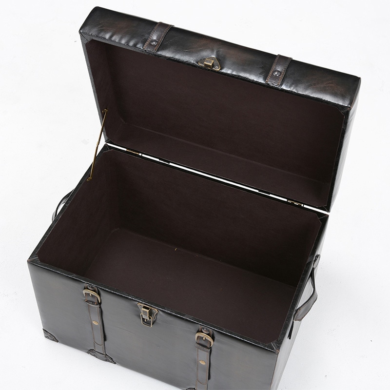 萩原 トランク風収納スツール 幅60cm ダークブラウン MC-6001DBR 1台(ご注文単位1台)【直送品】