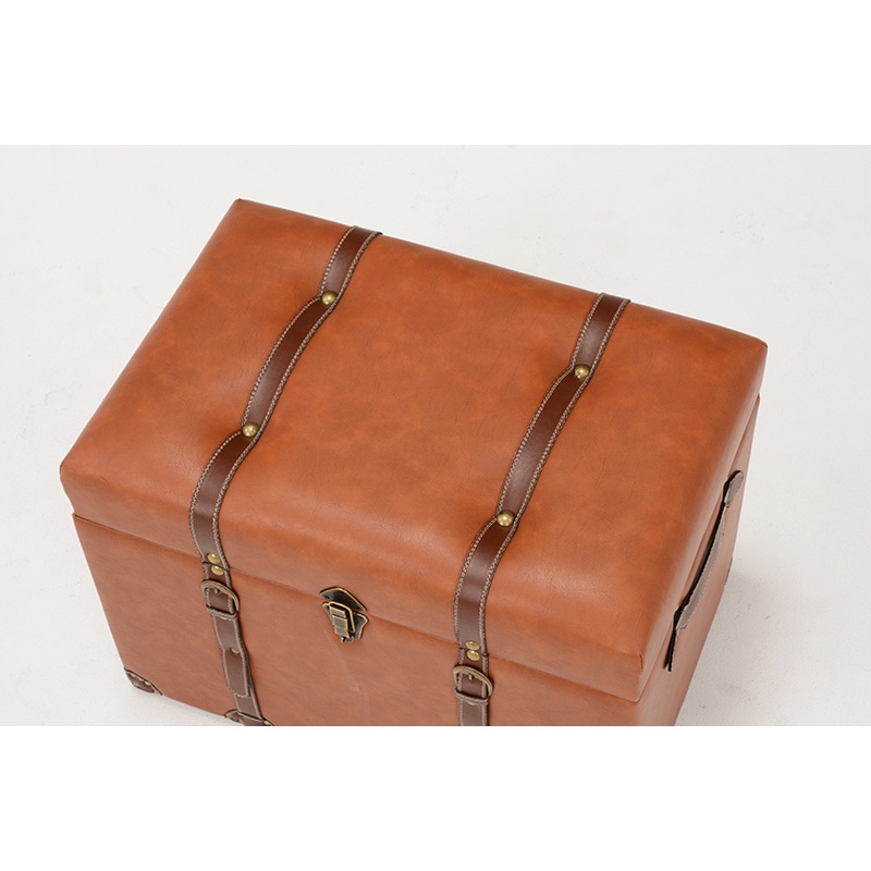 萩原 トランク風収納スツール 幅60cm ライトブラウン MC-6001LBR 1台(ご注文単位1台)【直送品】