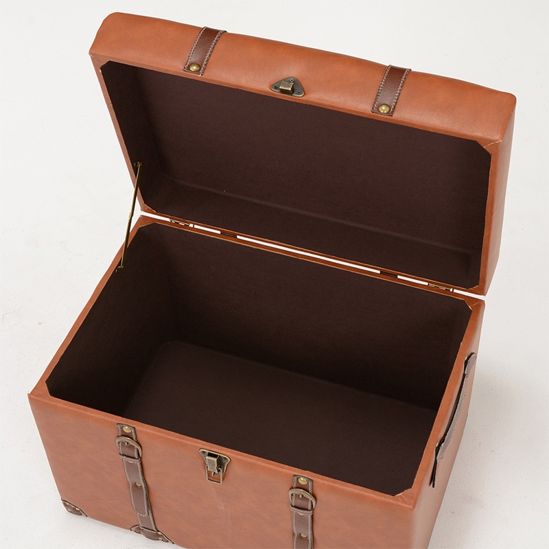 萩原 トランク風収納スツール 幅60cm ライトブラウン MC-6001LBR 1台(ご注文単位1台)【直送品】