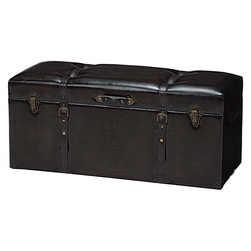 萩原 トランク風収納スツール 幅102cm ダークブラウン MC-6002DBR 1台(ご注文単位1台)【直送品】