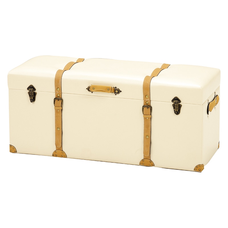 萩原 トランク風収納スツール 幅102cm アイボリー MC-6002IV 1台(ご注文単位1台)【直送品】