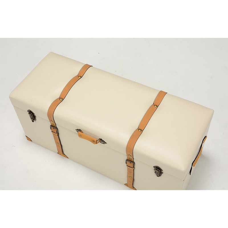 萩原 トランク風収納スツール 幅102cm アイボリー MC-6002IV 1台(ご注文単位1台)【直送品】