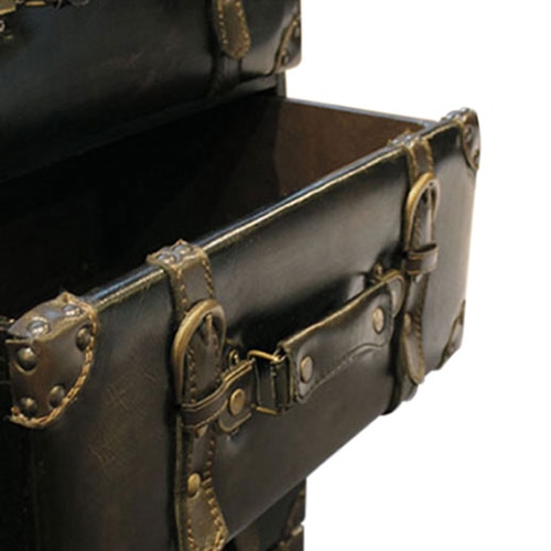 萩原 トランク風チェスト　4段 ダークブラウン MCH-6004DBR 1台（ご注文単位1台）【直送品】