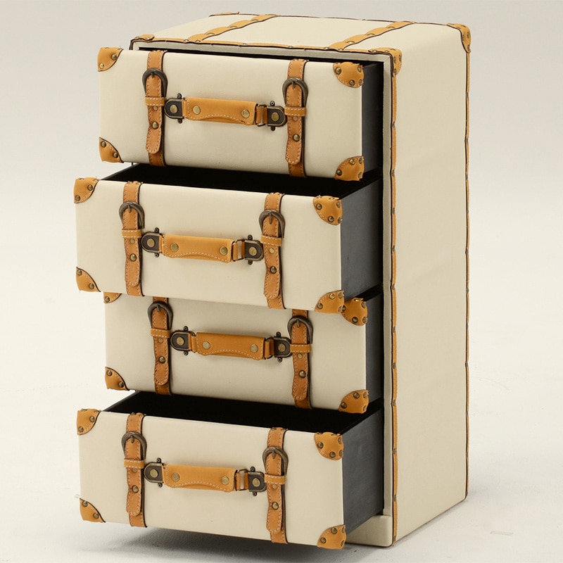 萩原 トランク風チェスト 4段 アイボリー MCH-6004IV 1台(ご注文単位1台)【直送品】