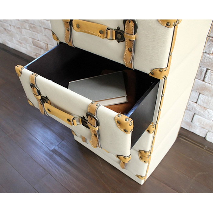 萩原 トランク風チェスト 4段 アイボリー MCH-6004IV 1台(ご注文単位1台)【直送品】