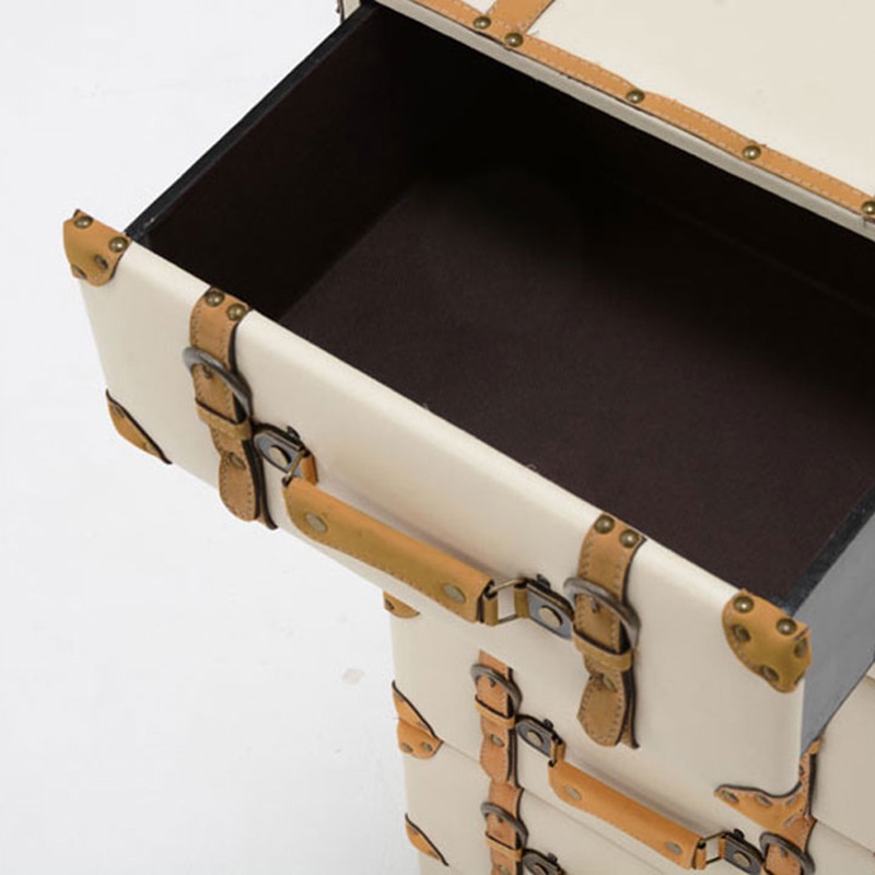 萩原 トランク風チェスト 4段 アイボリー MCH-6004IV 1台(ご注文単位1台)【直送品】