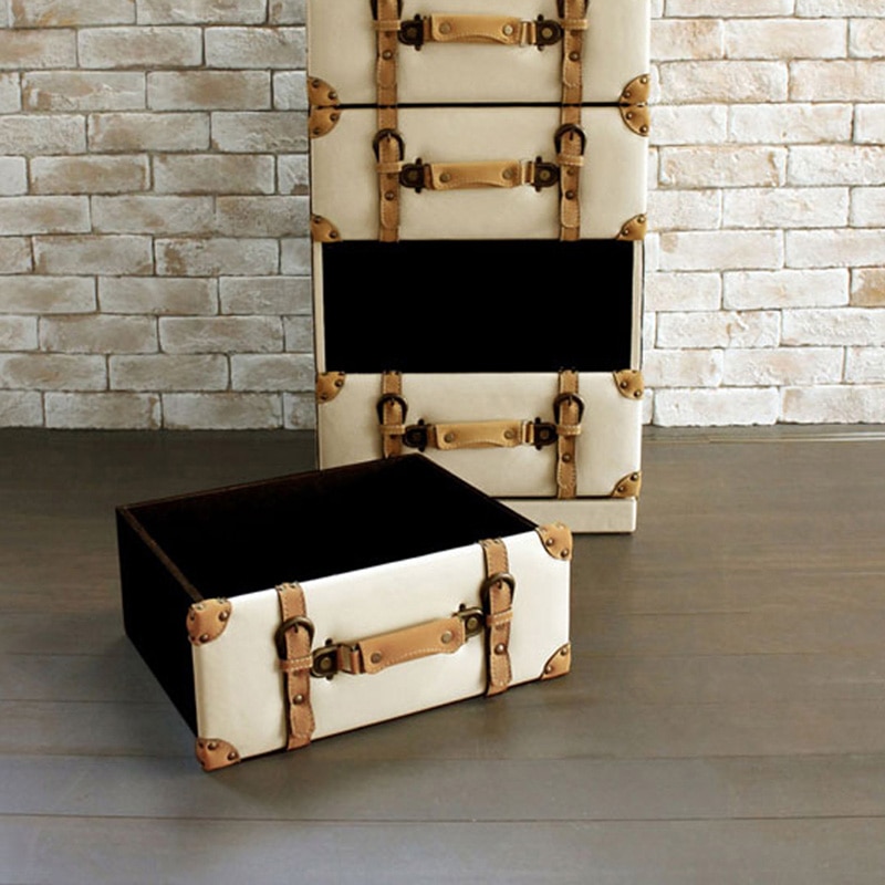 萩原 トランク風チェスト 4段 アイボリー MCH-6004IV 1台(ご注文単位1台)【直送品】