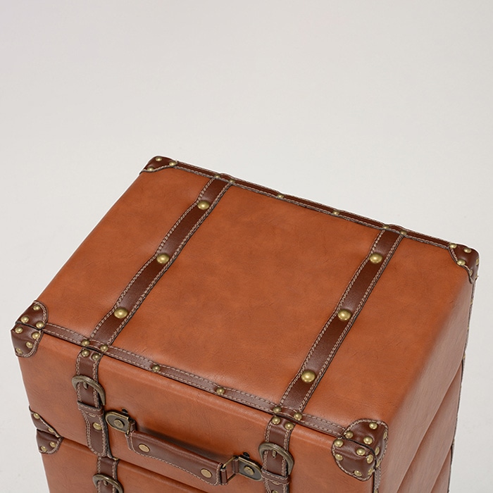 萩原 トランク風チェスト 5段 ライトブラウン MCH-6005LBR 1台(ご注文単位1台)【直送品】