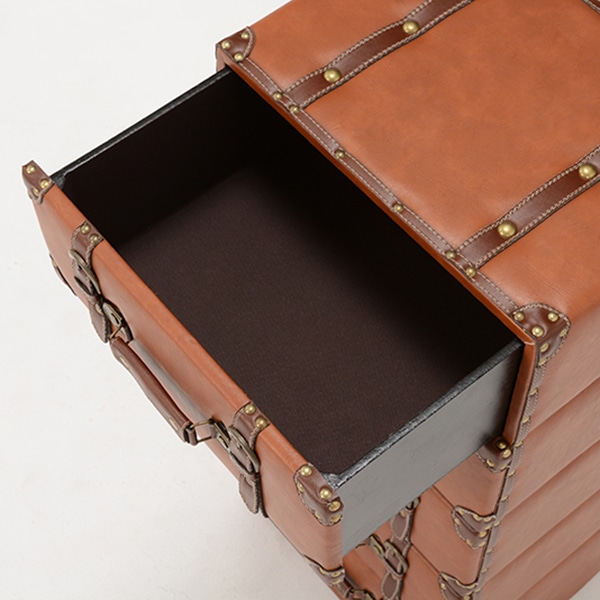 萩原 トランク風チェスト 5段 ライトブラウン MCH-6005LBR 1台(ご注文単位1台)【直送品】