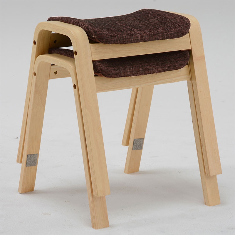 萩原 スタッキングスツール ナチュラル×ブラウン VH-7920BR-2 1台(ご注文単位2台)【直送品】