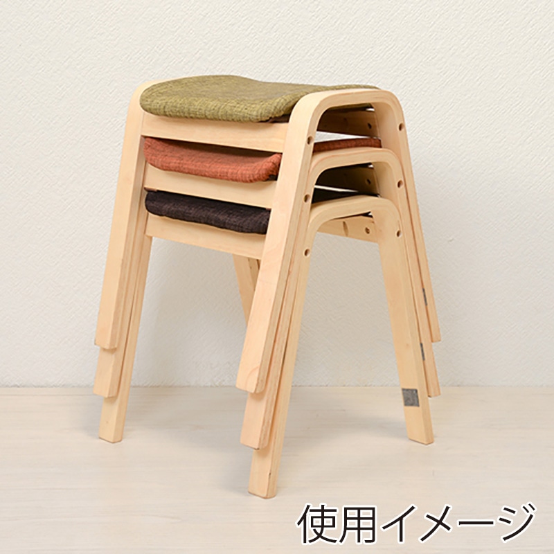 萩原 スタッキングスツール ナチュラル×ブラウン VH-7920BR-2 1台(ご注文単位2台)【直送品】