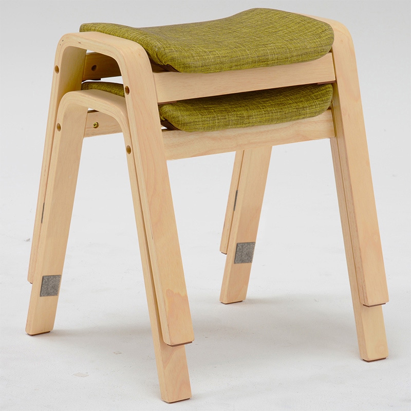 萩原 スタッキングスツール ナチュラル×グリーン VH-7920GR-2 1台(ご注文単位2台)【直送品】