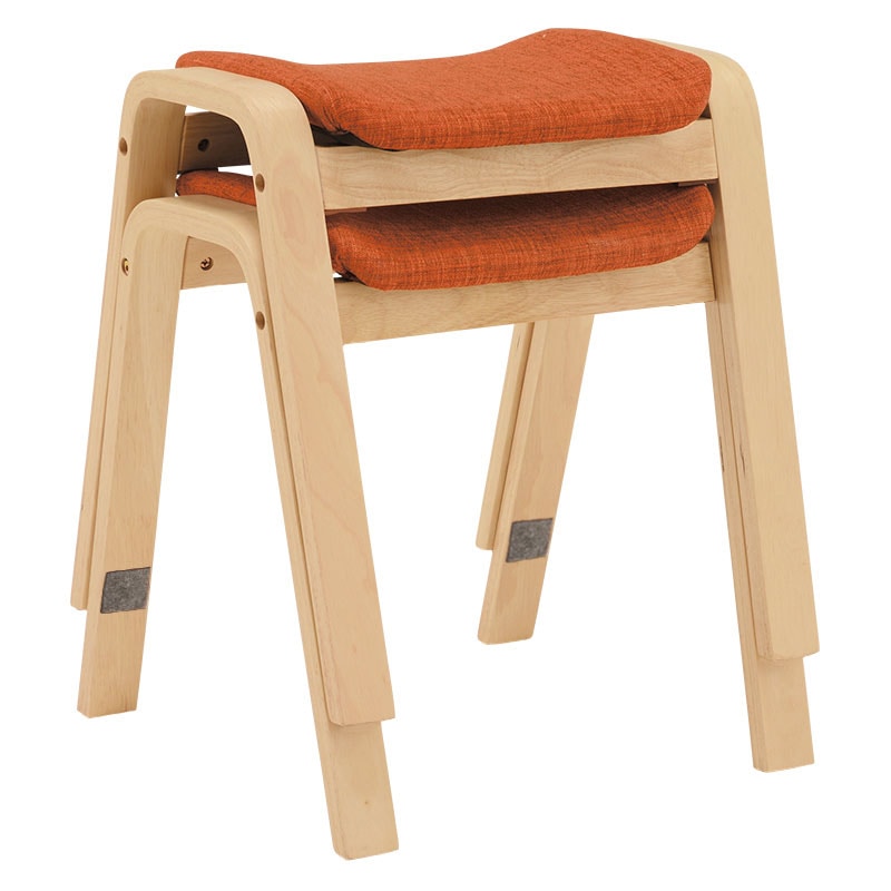 萩原 スタッキングスツール ナチュラル×オレンジ VH-7920OR-2 1台(ご注文単位2台)【直送品】