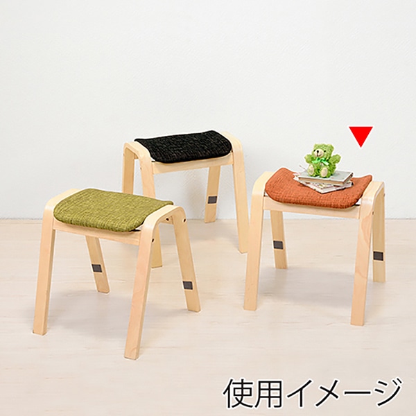 萩原 スタッキングスツール ナチュラル×オレンジ VH-7920OR-2 1台(ご注文単位2台)【直送品】