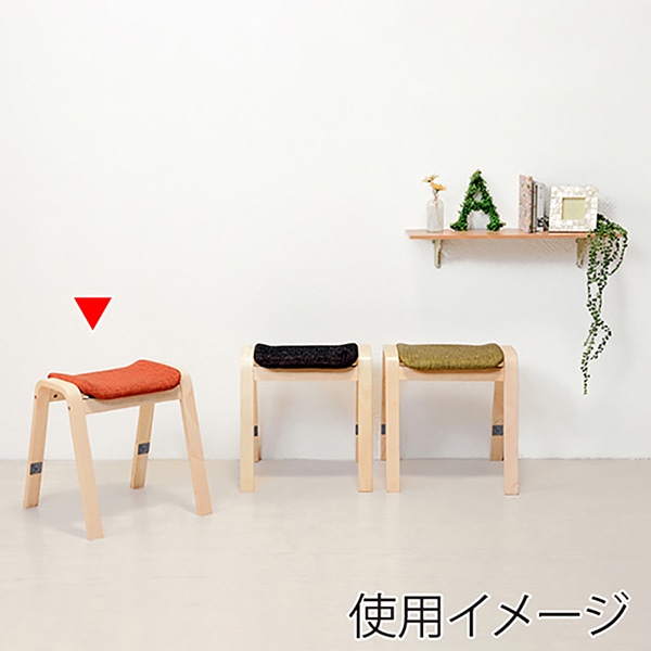 萩原 スタッキングスツール ナチュラル×オレンジ VH-7920OR-2 1台(ご注文単位2台)【直送品】