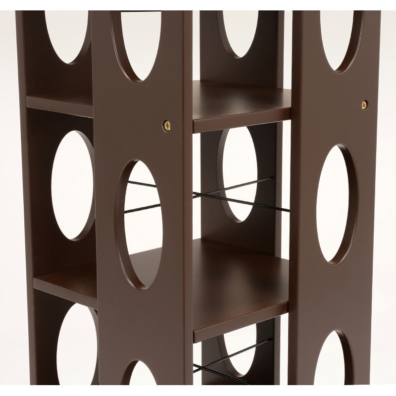 萩原 回転ラック 高さ167cm 7段 転倒防止ベルト付 ダークブラウン MUD-6101DBR 1台(ご注文単位1台)【直送品】