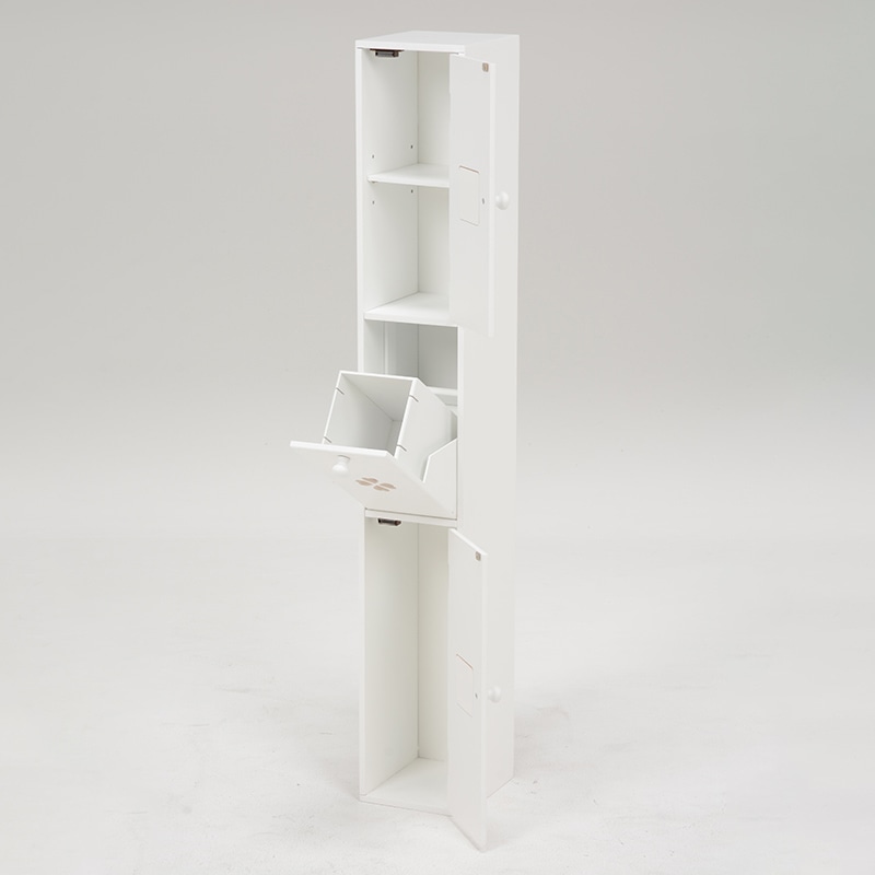 萩原 トイレラック スリム 幅16cm ホワイト MTR-6656WH 1台(ご注文単位1台)【直送品】