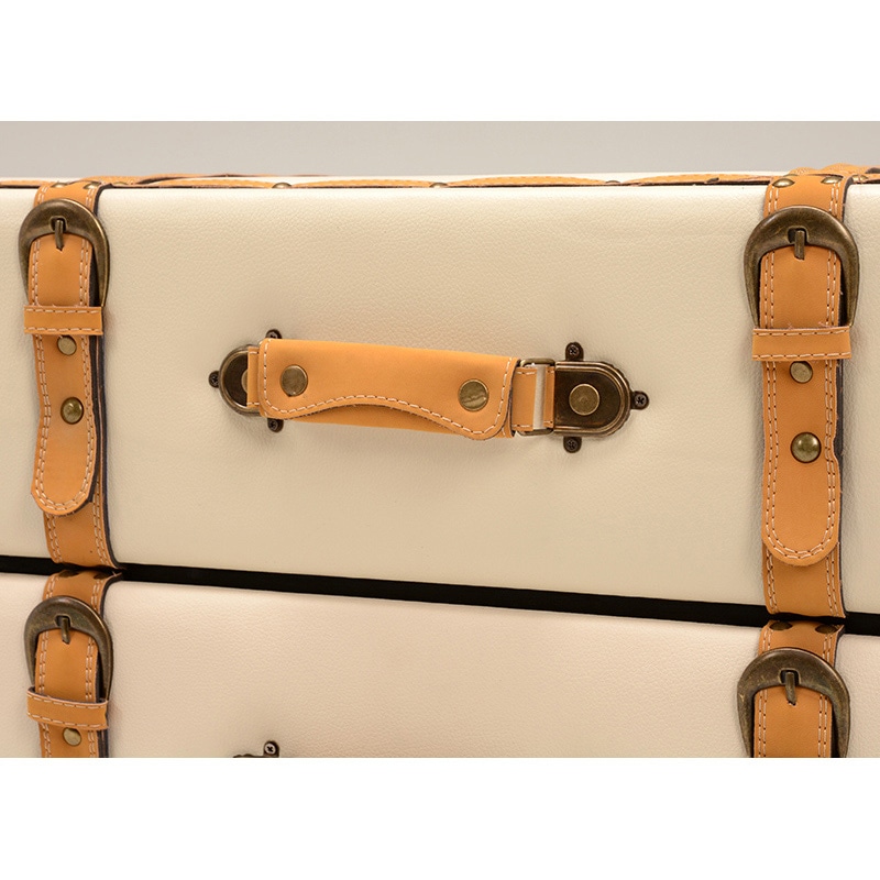 萩原 トランク風チェスト ワイド4段 アイボリー MCH-6014IV 1台(ご注文単位1台)【直送品】