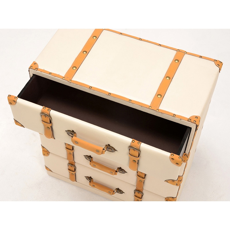 萩原 トランク風チェスト ワイド4段 アイボリー MCH-6014IV 1台(ご注文単位1台)【直送品】