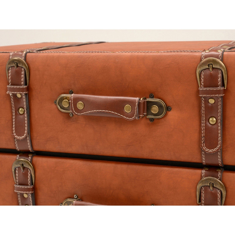 萩原 トランク風チェスト ワイド4段 ライトブラウン MCH-6014LBR 1台(ご注文単位1台)【直送品】