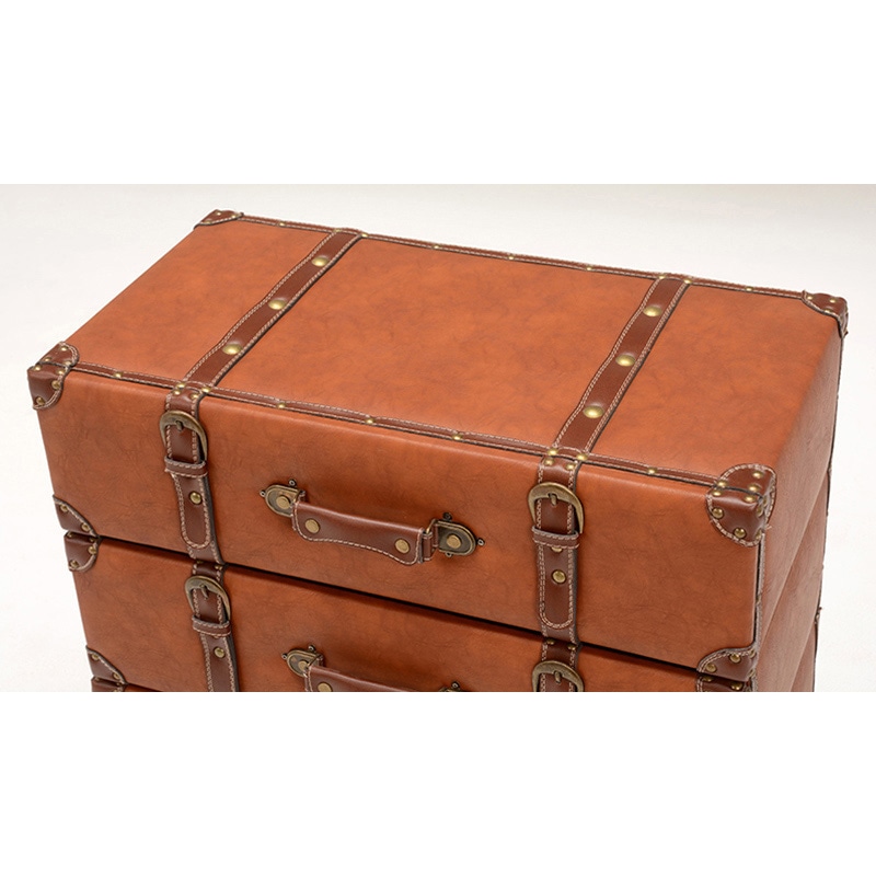 萩原 トランク風チェスト ワイド4段 ライトブラウン MCH-6014LBR 1台(ご注文単位1台)【直送品】